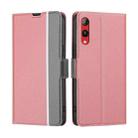 For Rakuten Hand 4G Twill Texture Side Buckle Leather Phone Case(Pink) - 1