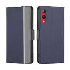 For Rakuten Hand 4G Twill Texture Side Buckle Leather Phone Case(Blue) - 1