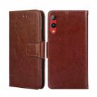 For Rakuten Hand 4G Crystal Texture Leather Phone Case(Brown) - 1