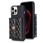 For iPhone 13 Pro Max Horizontal Metal Buckle Wallet Rhombic Leather Phone Case(Black) - 1