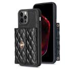 For iPhone 12 / 12 Pro Horizontal Metal Buckle Wallet Rhombic Leather Phone Case(Black) - 1