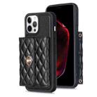 For iPhone 12 Pro Max Horizontal Metal Buckle Wallet Rhombic Leather Phone Case(Black) - 1