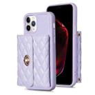 For iPhone 11 Pro Max Horizontal Metal Buckle Wallet Rhombic Leather Phone Case(Purple) - 1