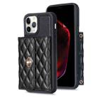 For iPhone 11 Pro Max Horizontal Metal Buckle Wallet Rhombic Leather Phone Case(Black) - 1