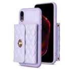 For iPhone XR Horizontal Metal Buckle Wallet Rhombic Leather Phone Case(Purple) - 1
