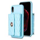 For iPhone XR Horizontal Metal Buckle Wallet Rhombic Leather Phone Case(Blue) - 1