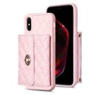 For iPhone XS Max Horizontal Metal Buckle Wallet Rhombic Leather Phone Case(Pink) - 1