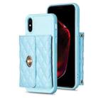 For iPhone XS Max Horizontal Metal Buckle Wallet Rhombic Leather Phone Case(Blue) - 1