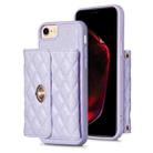 For iPhone SE 2022 / 2020 / 8 / 7 Horizontal Metal Buckle Wallet Rhombic Leather Phone Case(Purple) - 1