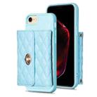 For iPhone SE 2022 / 2020 / 8 / 7 Horizontal Metal Buckle Wallet Rhombic Leather Phone Case(Blue) - 1