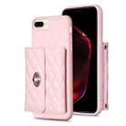 For iPhone 8 Plus / 7 Plus Horizontal Metal Buckle Wallet Rhombic Leather Phone Case(Pink) - 1