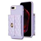 For iPhone 8 Plus / 7 Plus Horizontal Metal Buckle Wallet Rhombic Leather Phone Case(Purple) - 1