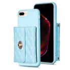 For iPhone 8 Plus / 7 Plus Horizontal Metal Buckle Wallet Rhombic Leather Phone Case(Blue) - 1