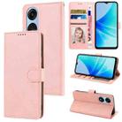 For OPPO A17 Global / A17k Fantasy Skin-feel Calfskin Texture Leather Phone Case(Pink) - 1