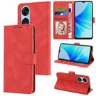 For OPPO A17 Global / A17k Fantasy Skin-feel Calfskin Texture Leather Phone Case(Red) - 1