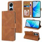 For OPPO A17 Global / A17k Fantasy Skin-feel Calfskin Texture Leather Phone Case(Brown) - 1