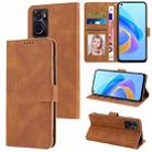 For OPPO A36 4G / A76 4G / A96 4G / Realme 9i 4G Fantasy Skin-feel Calfskin Texture Leather Phone Case(Brown) - 1