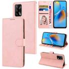 For OPPO A74 4G / F19 Fantasy Skin-feel Calfskin Texture Leather Phone Case(Pink) - 1