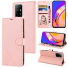 For OPPO A94 5G / Reno5 Z / F19 Pro+ Fantasy Skin-feel Calfskin Texture Leather Phone Case(Pink) - 1