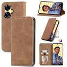 For Realme C55 Retro Skin Feel Magnetic Leather Phone Case(Brown) - 1