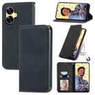 For Realme C55 Retro Skin Feel Magnetic Leather Phone Case(Black) - 1