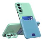 For Samsung Galaxy S22 5G Two-Color Invisible Lens Holder Phone Case(Mint Green+Blue) - 1