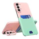 For Samsung Galaxy S22 5G Two-Color Invisible Lens Holder Phone Case(Pink+Green) - 1