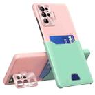 For Samsung Galaxy S22 Ultra 5G Two-Color Invisible Lens Holder Phone Case(Pink+Green) - 1