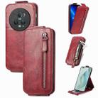 For Honor Magic5 Pro Zipper Wallet Vertical Flip Leather Phone Case(Red) - 1