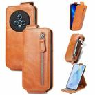 For Honor Magic5 Zipper Wallet Vertical Flip Leather Phone Case(Brown) - 1