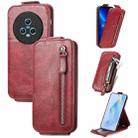 For Honor Magic5 Zipper Wallet Vertical Flip Leather Phone Case(Red) - 1