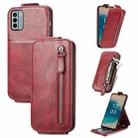 For Nokia G22 Zipper Wallet Vertical Flip Leather Phone Case(Red) - 1