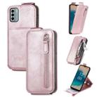 For Nokia G22 Zipper Wallet Vertical Flip Leather Phone Case(Rose Gold) - 1