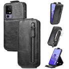 For TCL 40R Zipper Wallet Vertical Flip Leather Phone Case(Black) - 1