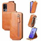 For TCL 40R Zipper Wallet Vertical Flip Leather Phone Case(Brown) - 1
