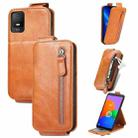 For TCL 403 Zipper Wallet Vertical Flip Leather Phone Case(Brown) - 1