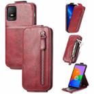 For TCL 403 Zipper Wallet Vertical Flip Leather Phone Case(Red) - 1