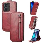 For vivo T1 Zipper Wallet Vertical Flip Leather Phone Case(Red) - 1