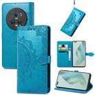 For Honor Magic5 Pro Mandala Flower Embossed Leather Phone Case(Blue) - 1