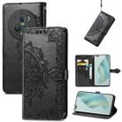 For Honor Magic5 Pro Mandala Flower Embossed Leather Phone Case(Black) - 1