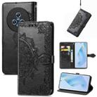 For Honor Magic5 Mandala Flower Embossed Leather Phone Case(Black) - 1