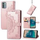 For Nokia G22 Mandala Flower Embossed Leather Phone Case(Rose Gold) - 1