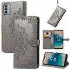 For Nokia G22 Mandala Flower Embossed Leather Phone Case(Grey) - 1