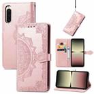 For Sony Xperia 10 IV Mandala Flower Embossed Leather Phone Case(Rose Gold) - 1