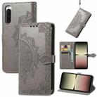 For Sony Xperia 10 IV Mandala Flower Embossed Leather Phone Case(Grey) - 1