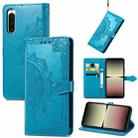 For Sony Xperia 10 IV Mandala Flower Embossed Leather Phone Case(Blue) - 1