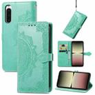 For Sony Xperia 10 IV Mandala Flower Embossed Leather Phone Case(Green) - 1