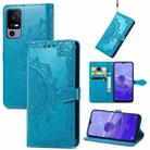 For TCL 40R Mandala Flower Embossed Leather Phone Case(Blue) - 1