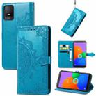 For TCL 403 Mandala Flower Embossed Leather Phone Case(Blue) - 1