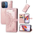 For Xiaomi Redmi 12C Mandala Flower Embossed Leather Phone Case(Rose Gold) - 1